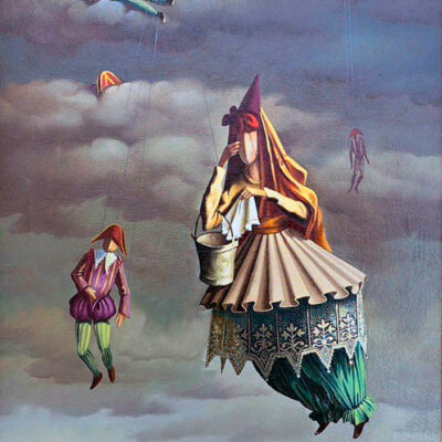 Vitto Campanella, El vuelo misterioso, Óleo sobre tela, Medidas sin marco 50 x 50 cm, Medidas con marco 80 x 70 cm